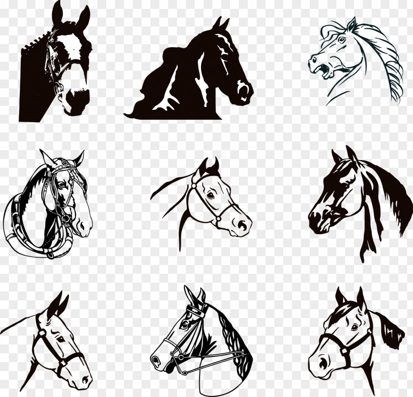 Ink Horse Silhouette Clip Art PNG