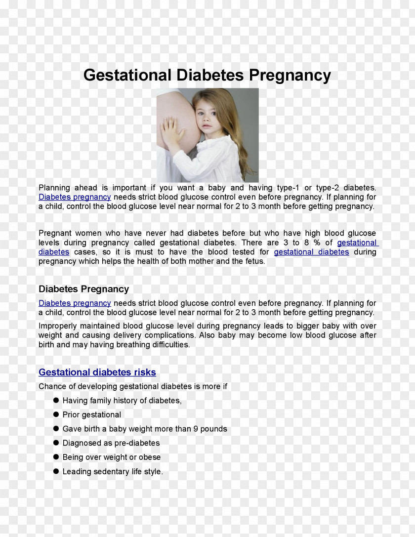 Gestational Diabetes Document Joint Mother Font PNG