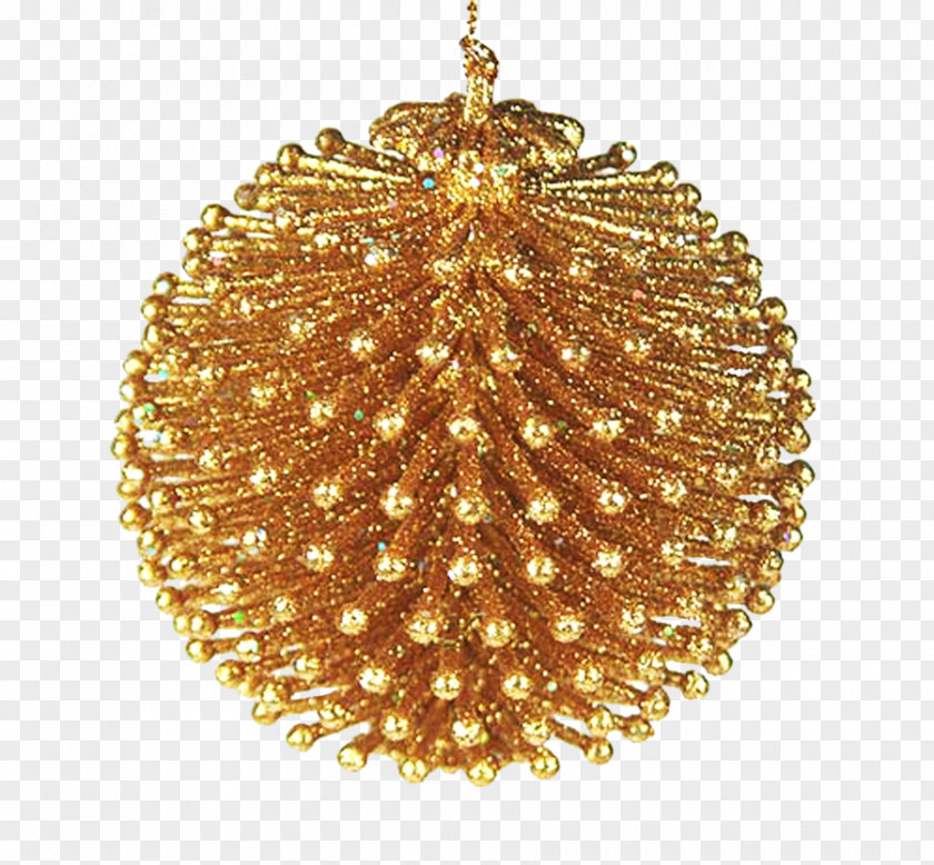 Gold Glitter Christmas Ornament PNG