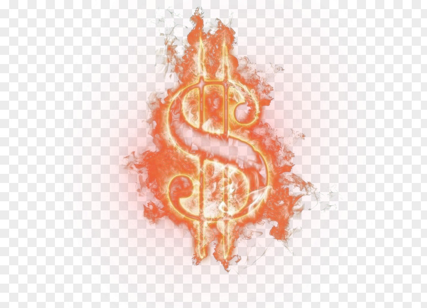 Dollar Symbol Light Flame Logo Illustration PNG