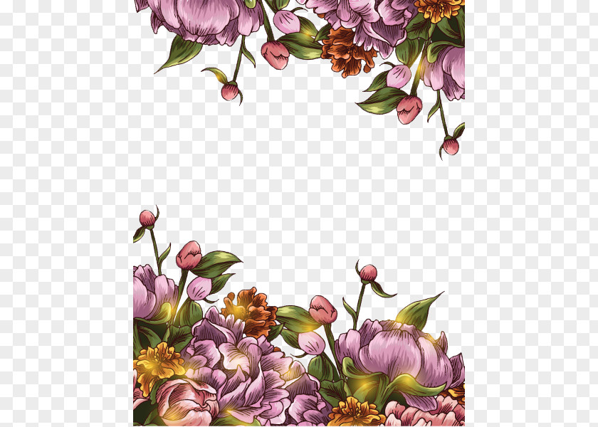 Hand-painted Floral Border Background PNG floral border background clipart PNG