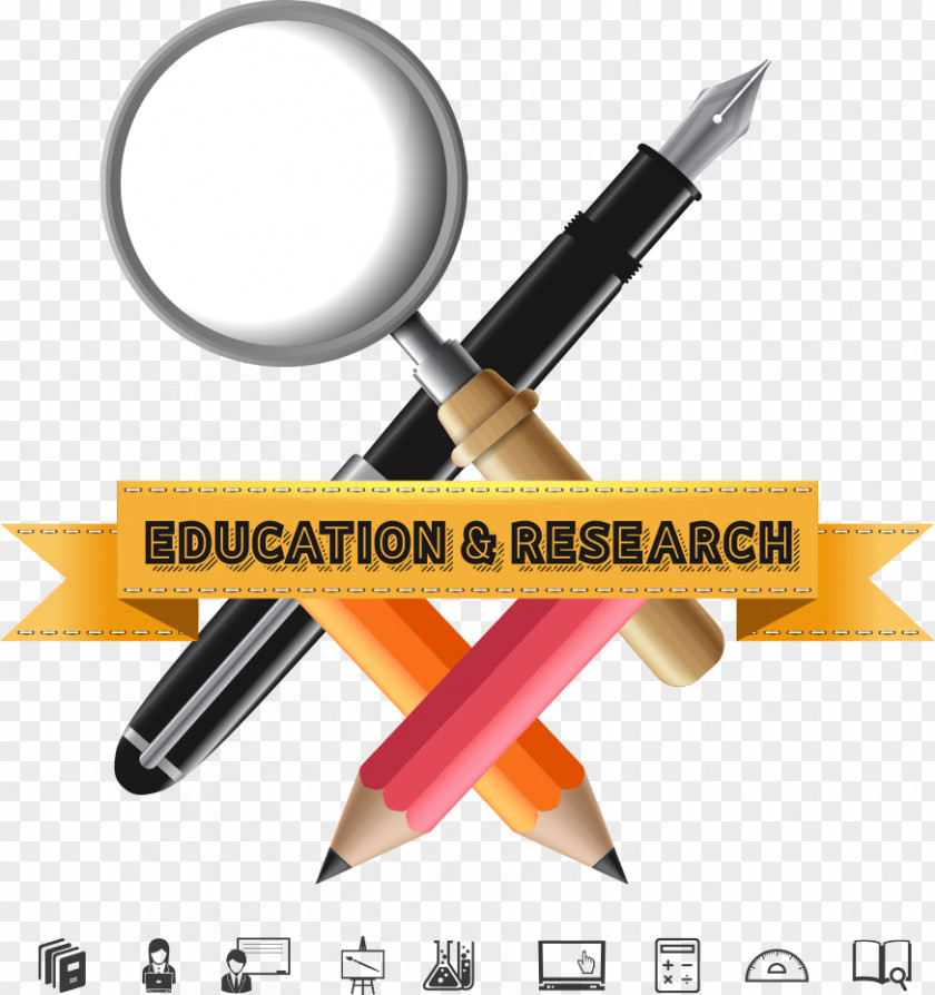 Vector Pen And Magnifying Glass Fountain PNG