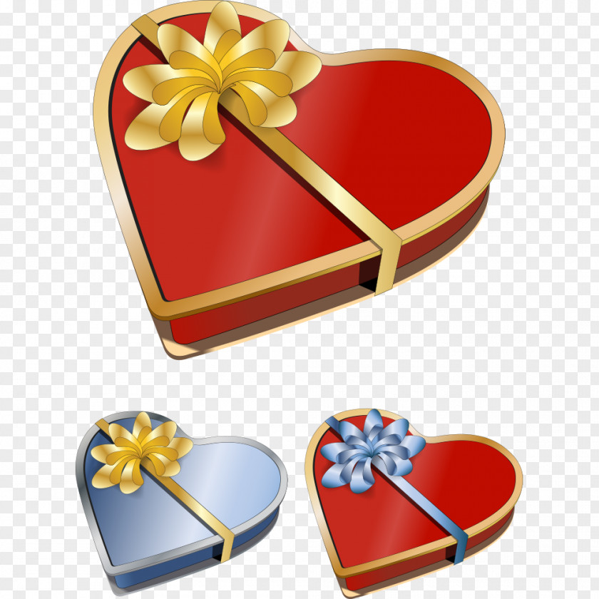 Red Peach Heart Gift Box PNG