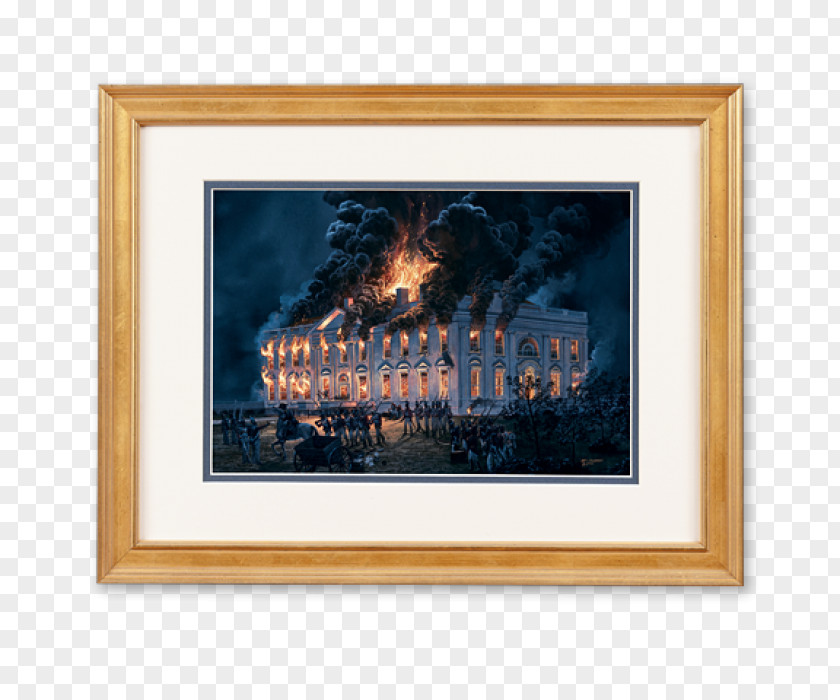 Burning House White Of Washington United States Capitol War 1812 Painting PNG