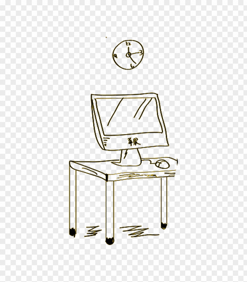 Hand Drawn Computer Desk Table Download PNG