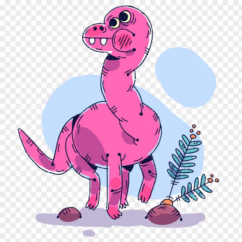 Pink Cartoon Dinosaur Walking Illustration PNG