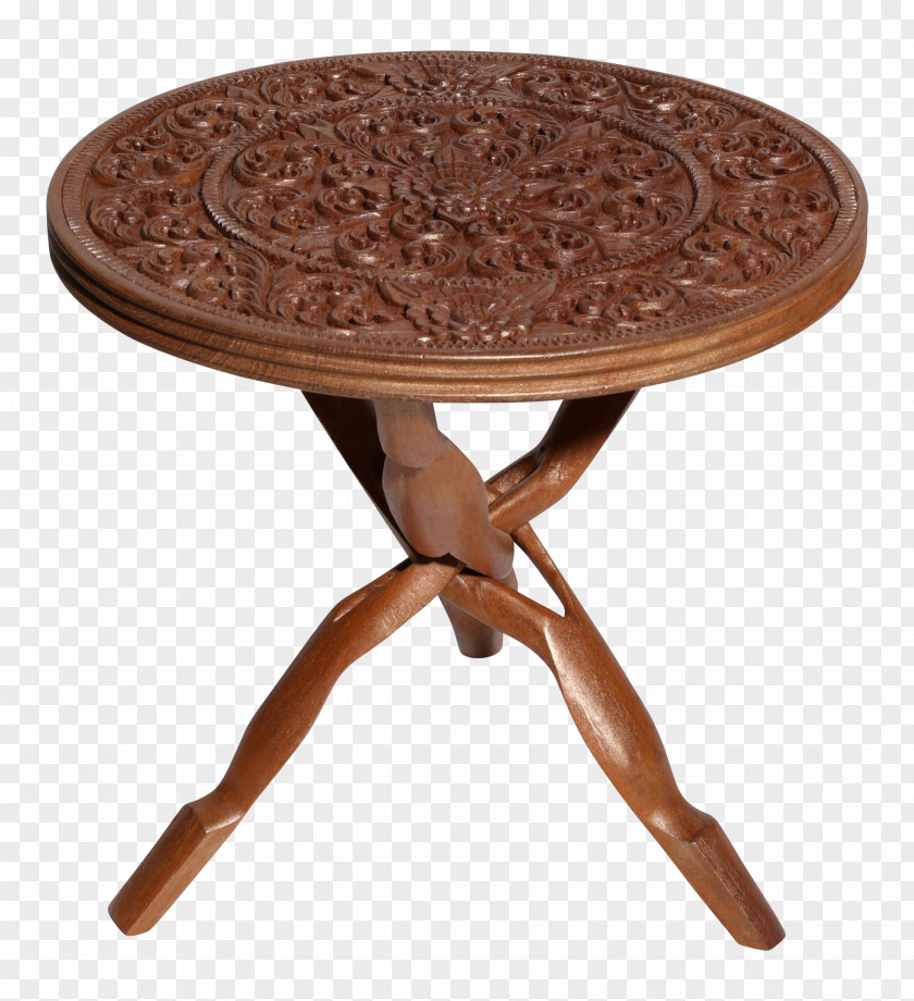 Wood Caving Table Tray Gold PNG