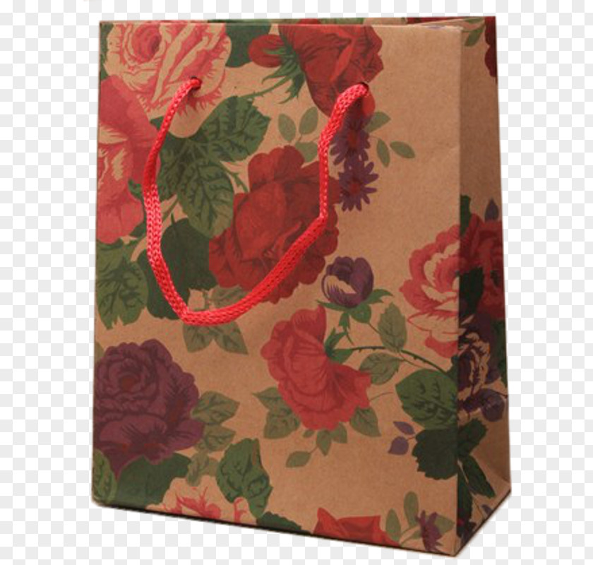 Gift Bags Flower Textile Bag Red Floral Design PNG