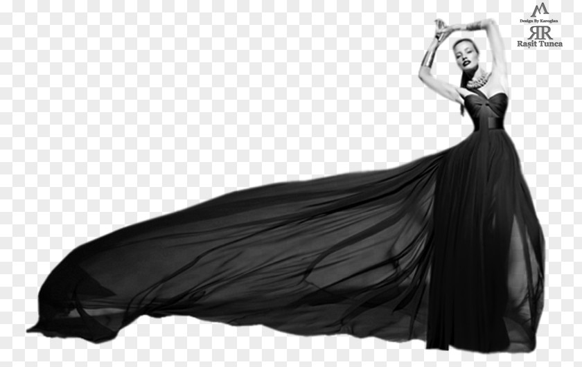 Woman Black Gown Robe Shoulder Ankle Knife PNG