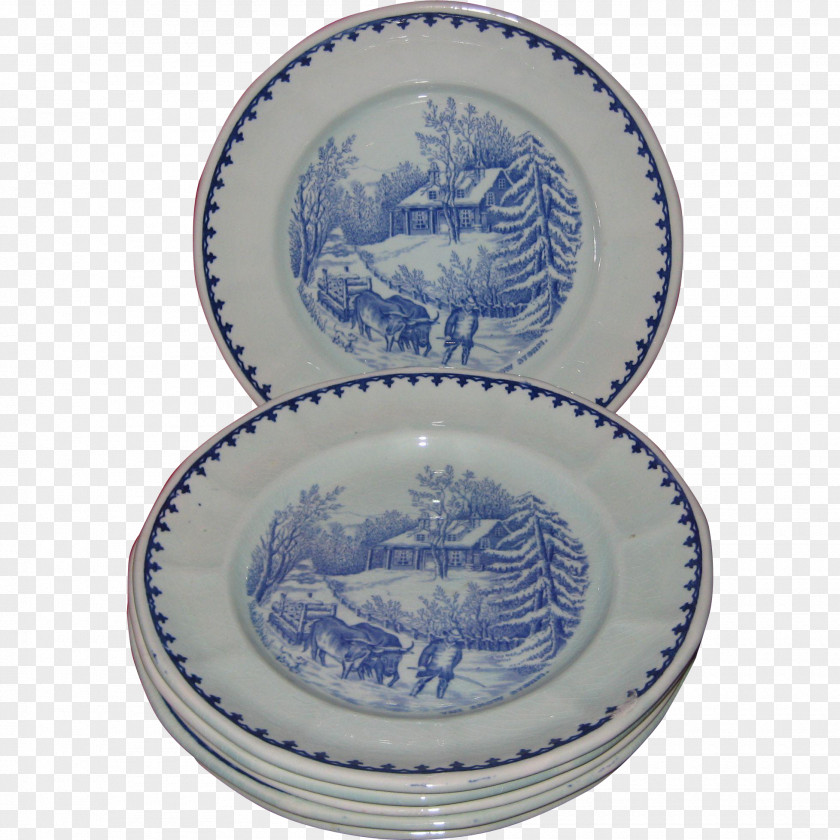 Plate Ceramic Blue And White Pottery Platter Saucer PNG