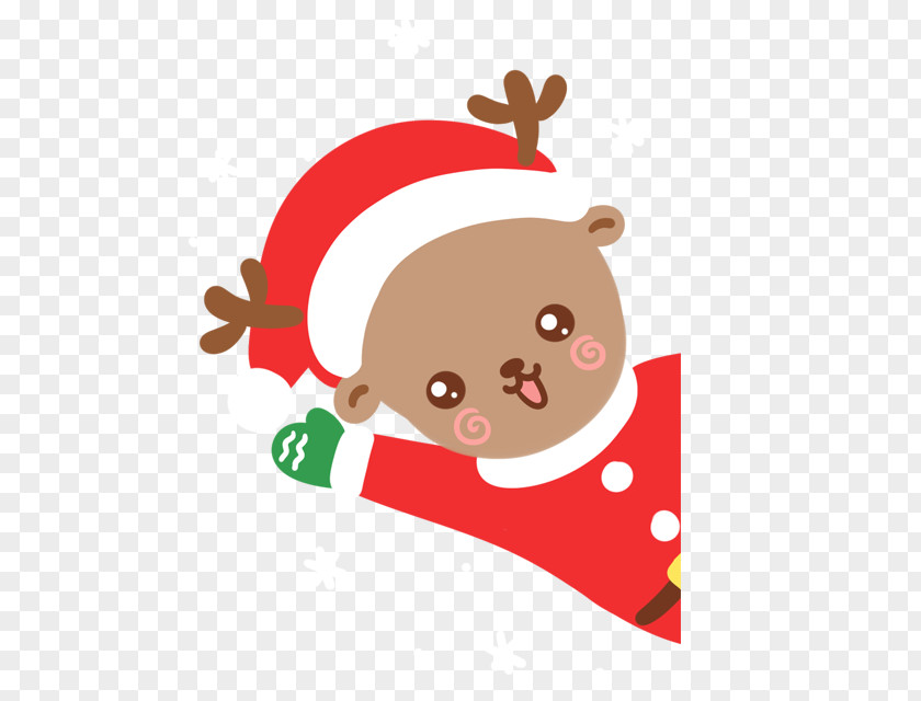 Cute Deer Reindeer Santa Claus Christmas Ornament Clip Art PNG