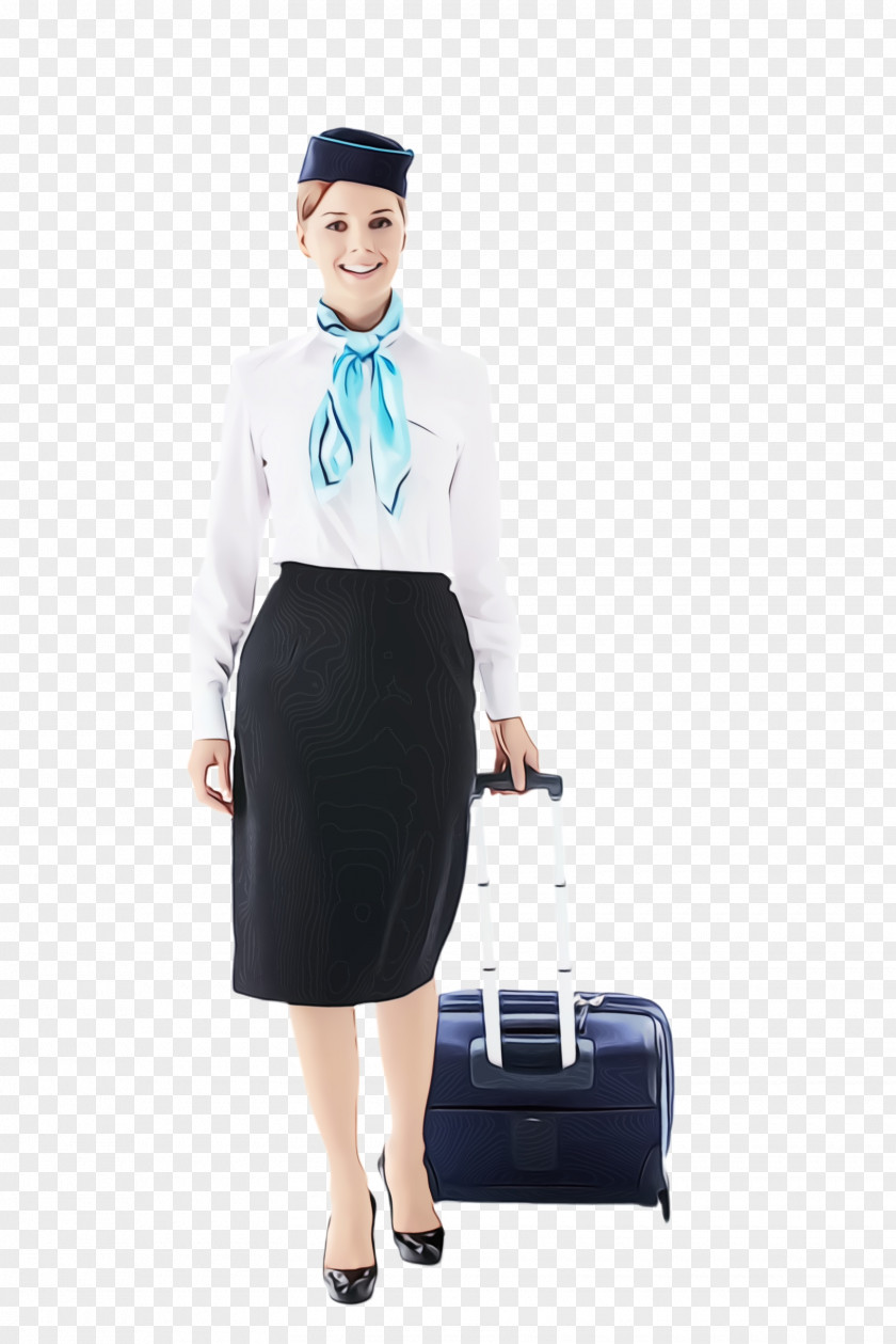 Formal Wear Baggage Clothing Pencil Skirt Turquoise Flight Attendant Standing PNG