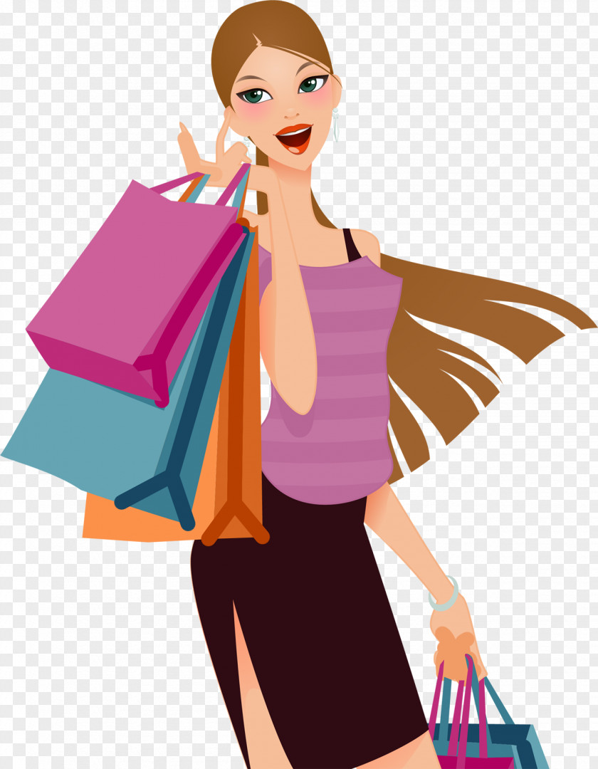 Shopping Bag Woman Illustrator PNG