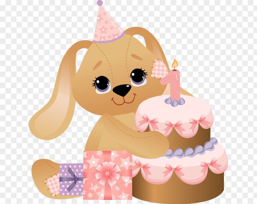 Cartoon Bear Pattern Pink Cake Birthday Rabbit Clip Art PNG