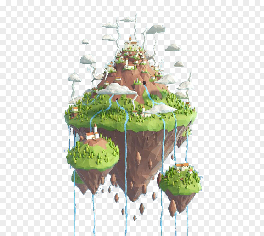 Cartoon Suspension Islands Animation Download PNG