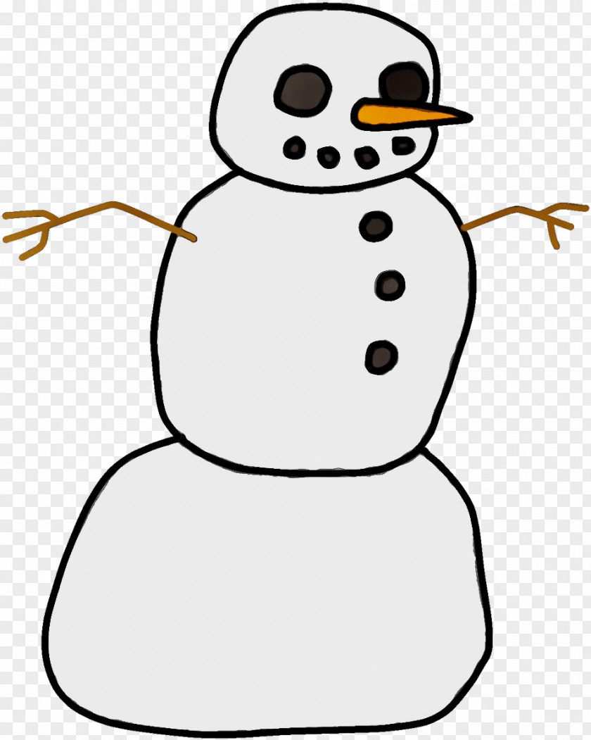Cartoon Line Art Snowman PNG