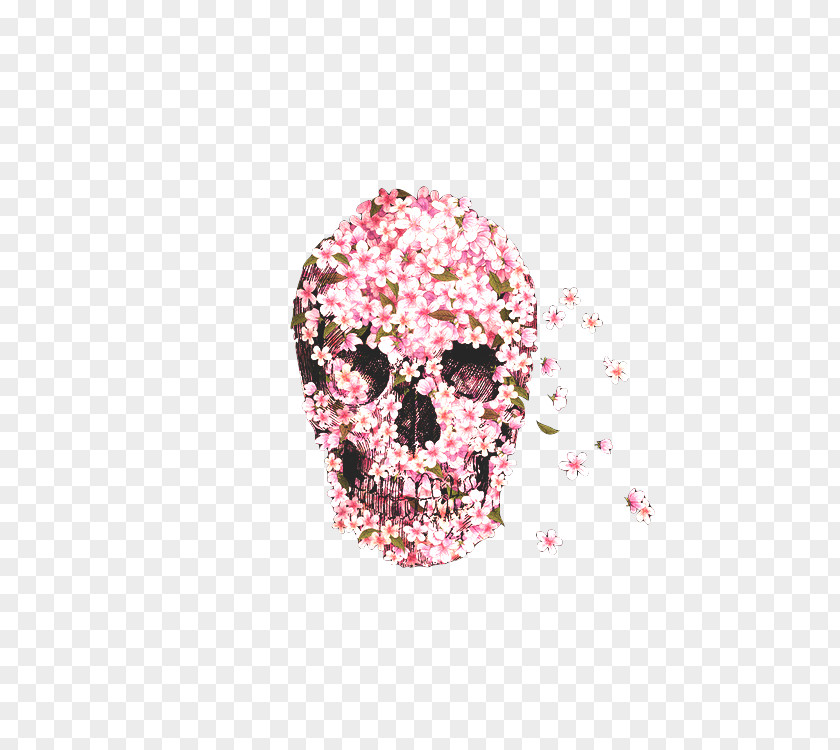 Creative Flowers And Stuffing Skull Artwork Calavera Flower T-shirt Skeleton PNG