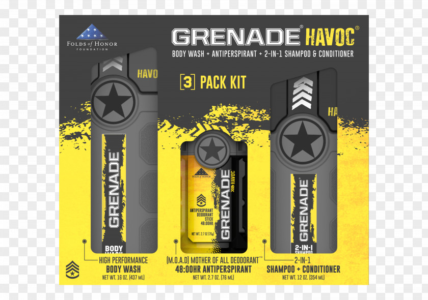 Grenade Shampoo Deodorant Hair Conditioner Packaging And Labeling PNG