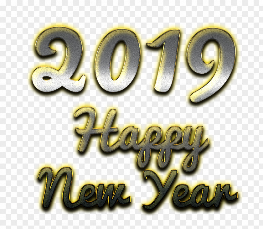 Happy New Year 2019 Text Logo Number Brand Clip Art PNG