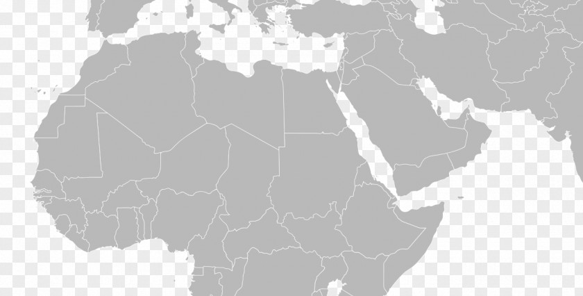 India Middle East North Africa Blank Map World PNG