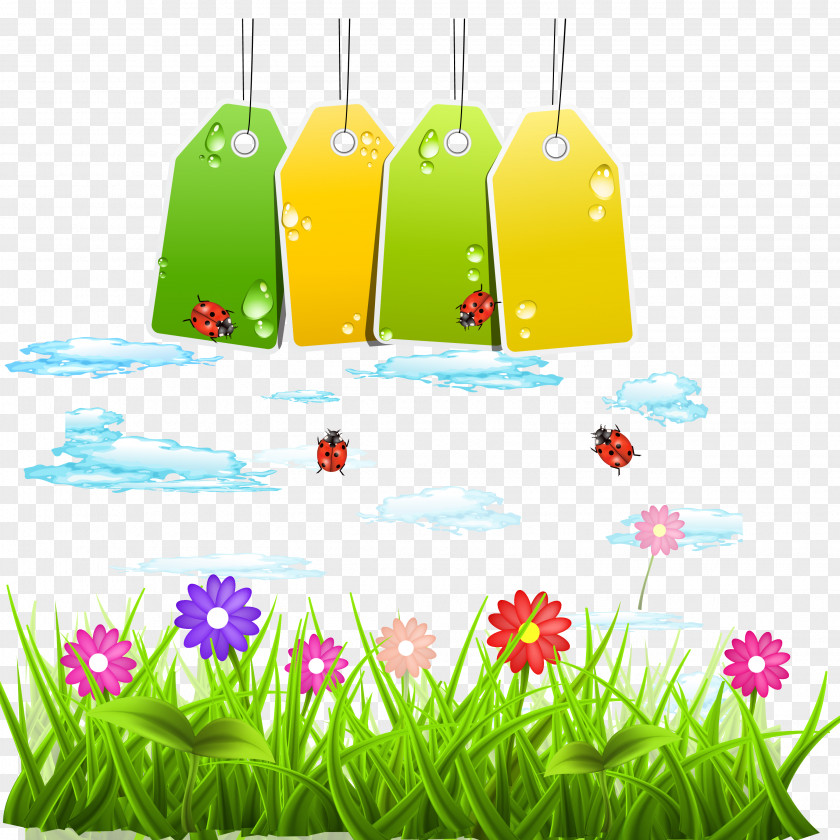 Spring On The New Blank Tag Vector Material Environmental Protection Euclidean PNG