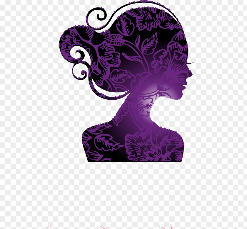Beauty Silhouette Pattern Woman Stock Illustration PNG