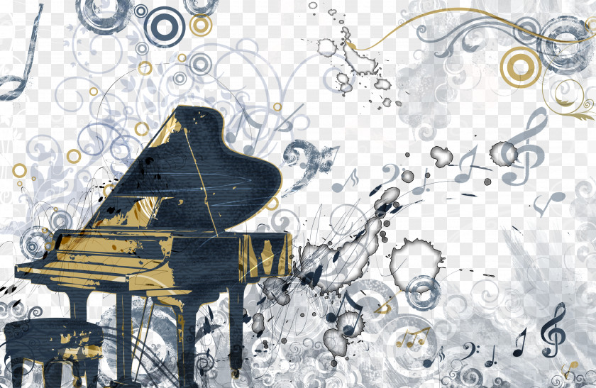 Creative Cartoon Hand-painted Musical Instruments Piano Notation Instrument Liebesträume PNG