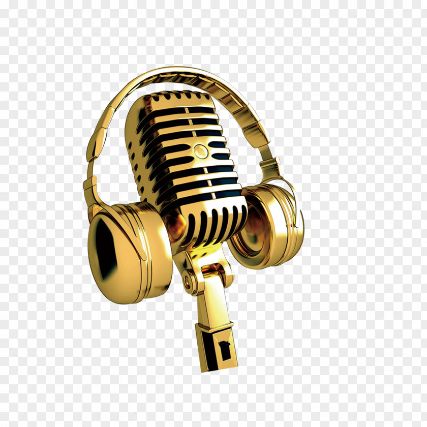 Golden Microphone PNG