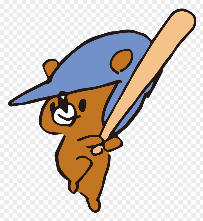 Line Bear Batting Illustration Hadano Baseball PNG