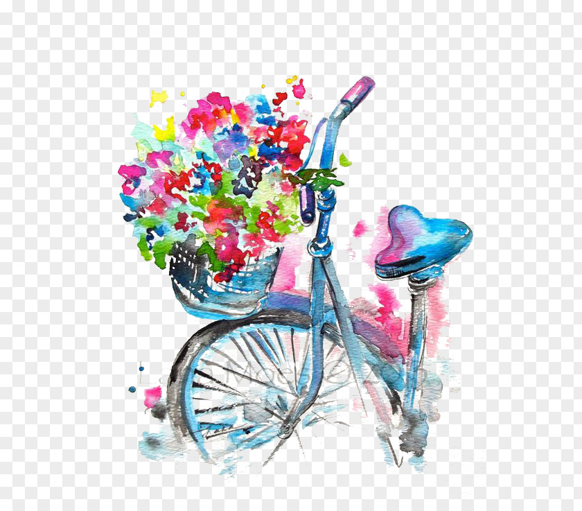 Bicycle Watercolor Painting Drawing Illustration PNG