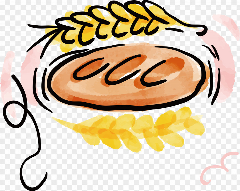 Wheat Bread Design Croissant Watercolor Painting Baking Clip Art PNG