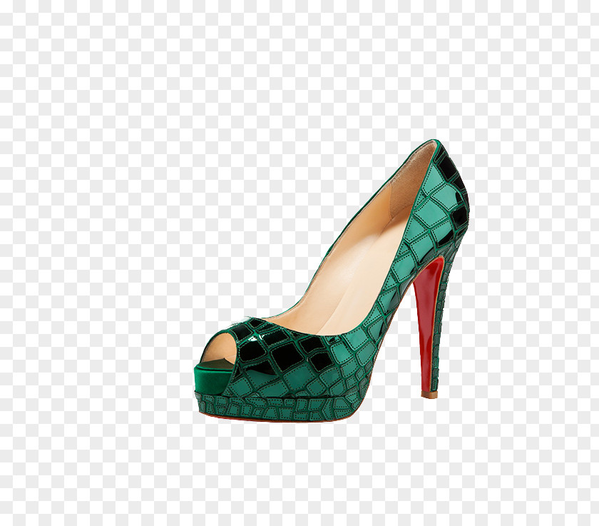 Green And Black High Heels Court Shoe Peep-toe Wedge High-heeled Footwear PNG