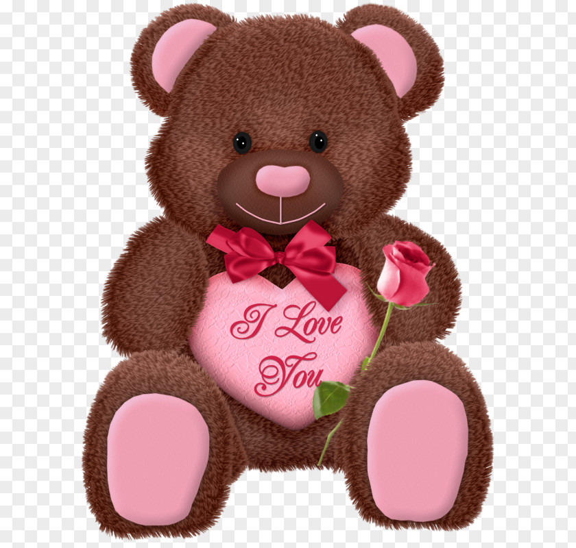 Brown Cartoon Bear Valentines Day Gift Clip Art PNG