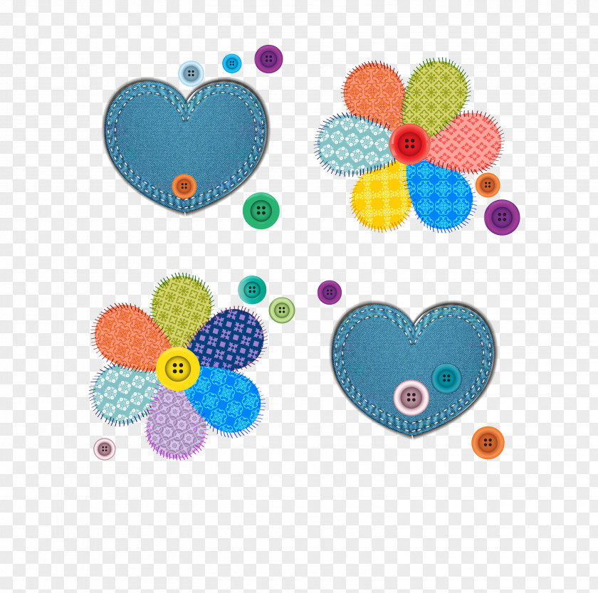 Cute Cartoon Style Buttons Pattern Flower Button Textile PNG