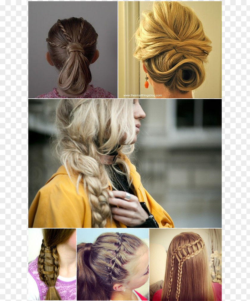 Bun Long Hair Tie Braid PNG