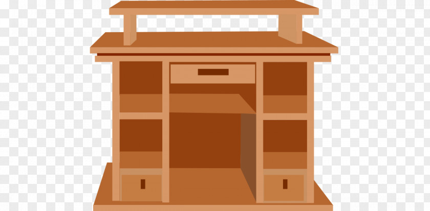 Vector Wooden Computer Desk Furniture Realistic Physical Table Adobe Illustrator PNG