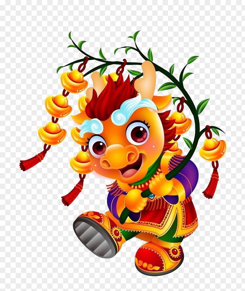 Auspicious Year Of The Dragon Chinese Cartoon Illustration PNG