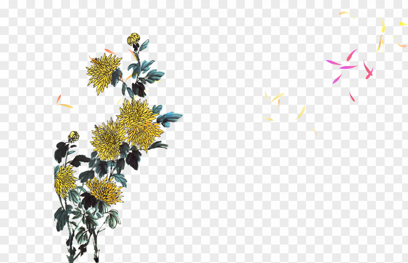 Chrysanthemum Chinese Painting Ink Wash Gongbi Xd7grandiflorum PNG