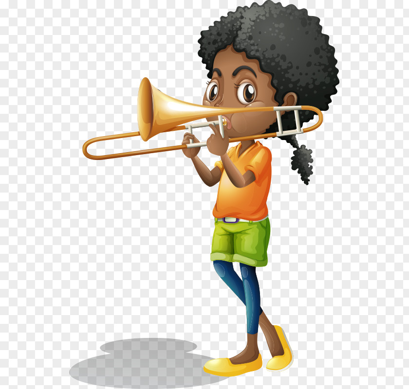 Cute Cartoon Children Play Trumpet Musical Instrument Royalty-free Child Illustration PNG