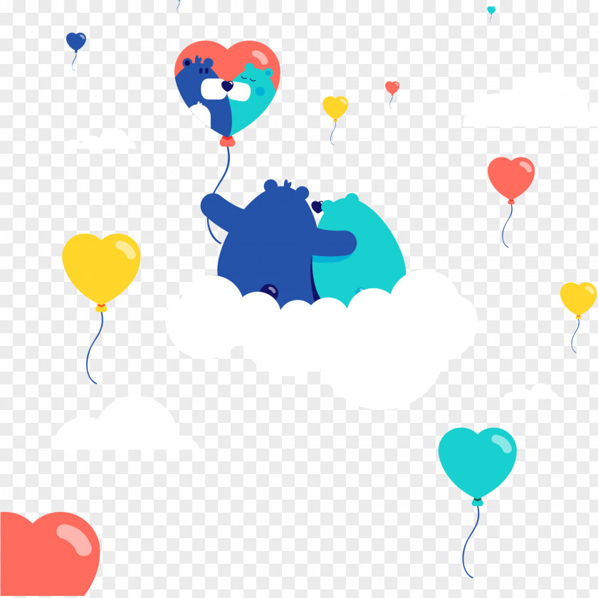 Astrantia Major Love Balloon Bear Image Design PNG