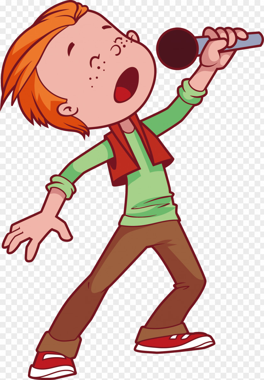 Little Boy Singing Vector Microphone Cartoon Child PNG