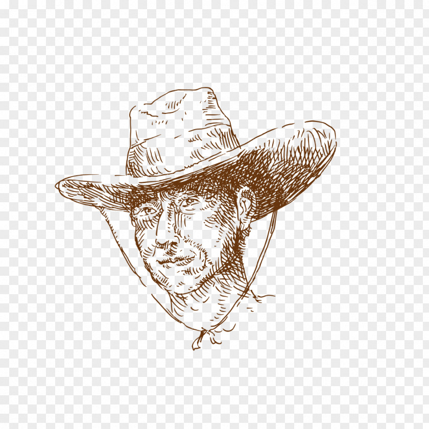 Men Straw Hat Farmer Illustration PNG