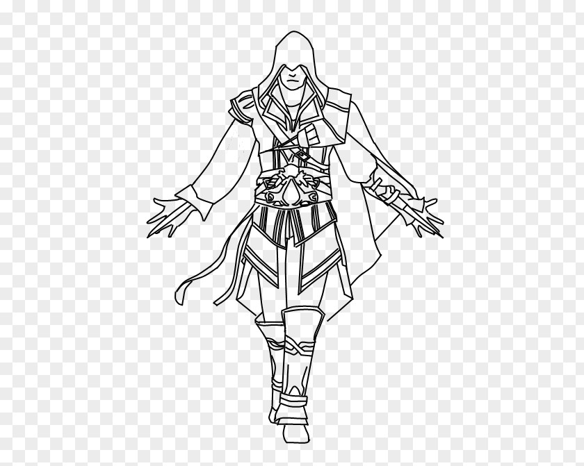 Ezio Auditore Coloring Book Line Art Character PNG