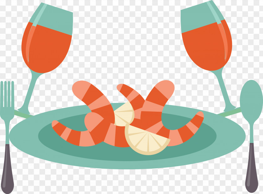 Tableware Orange Shrimp Cartoon PNG
