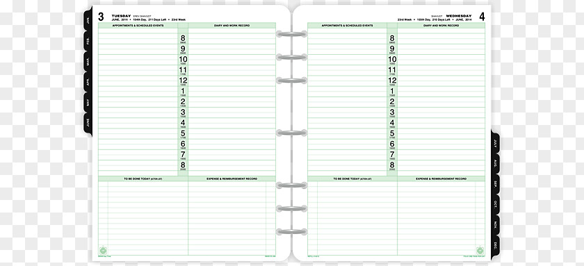 Day Planner Standard Paper Size Folio Personal Organizer Page PNG
