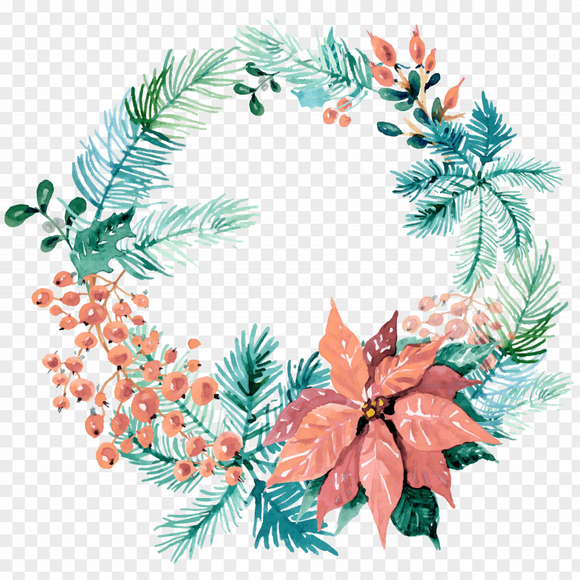 Watercolor Wreaths Wreath Wedding Invitation Christmas Ornament Painting PNG