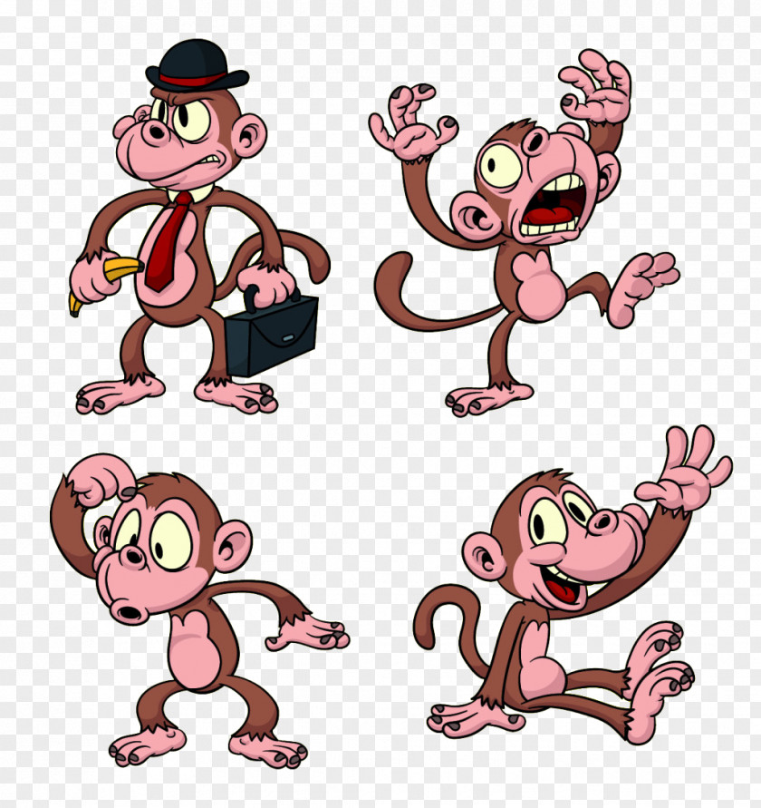 Monkey Four Kinds Of Action Ape The Evil Cartoon PNG
