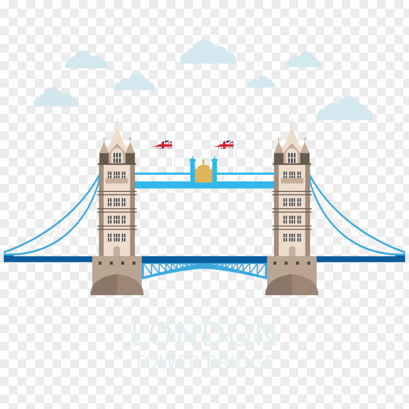 Creative Vector Material Tower Bridge London River Thames PNG