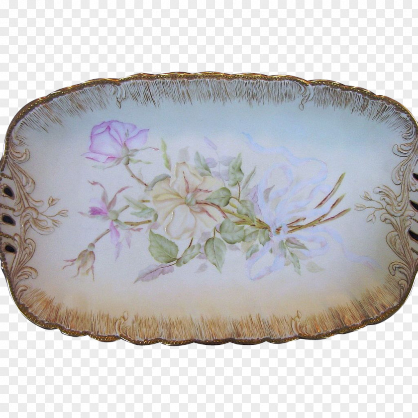 Hand Painted Ice Cream Tray Rectangle Porcelain PNG