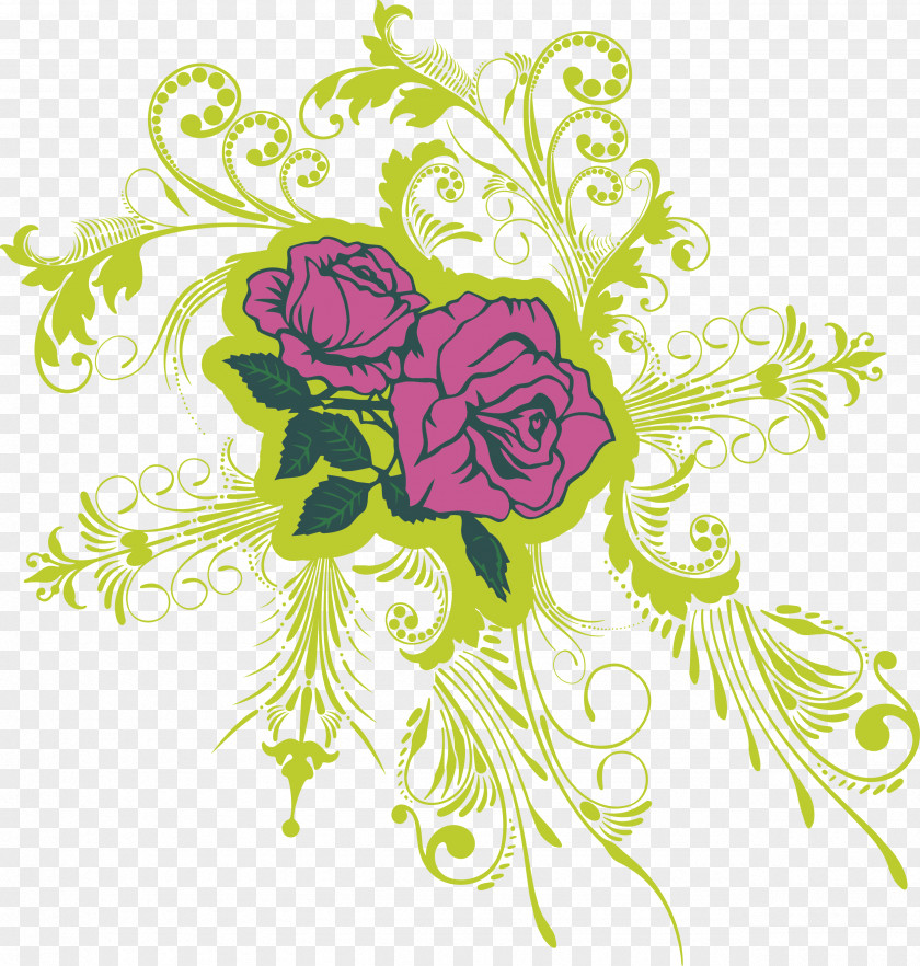 Vector Purple Rose Floral Design Pattern PNG